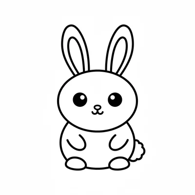 A plump rabbit facing forward with an enormous round head and a small round coloring page
