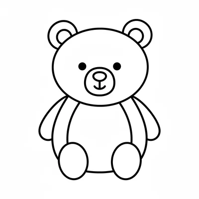 A round friendly bear sitting forward, its large circular head resting coloring page