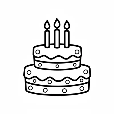 A tall layered birthday cake with two simple rectangular tiers, each decorated coloring page
