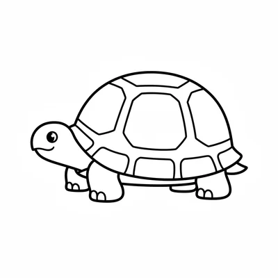 A simple turtle viewed from the side, its large dome shell the biggest shape coloring page