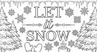 Render the exact text 'LET IT SNOW' in Chalkboard Sign styl… coloring page