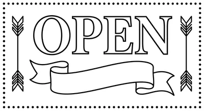 Render the exact text 'OPEN' in Chalkboard Sign style. INK… coloring page