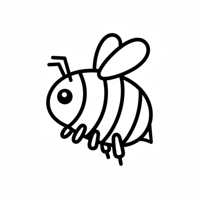 A fat bumblebee viewed from the side, with a round striped body, two simple coloring page
