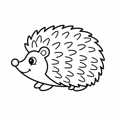 A fat hedgehog viewed from the side, with a round body covered in simple spike coloring page