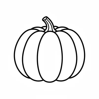 A fat round pumpkin with a short curved stem on top and simple vertical coloring page