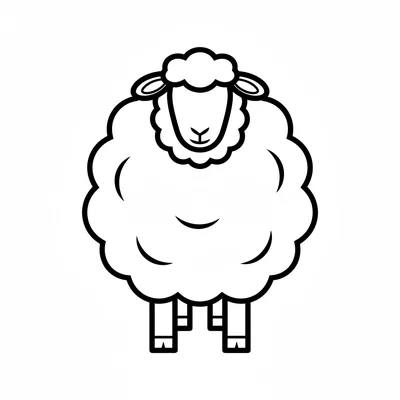 A simple fat woolly sheep viewed from the front, with a round fluffy body coloring page