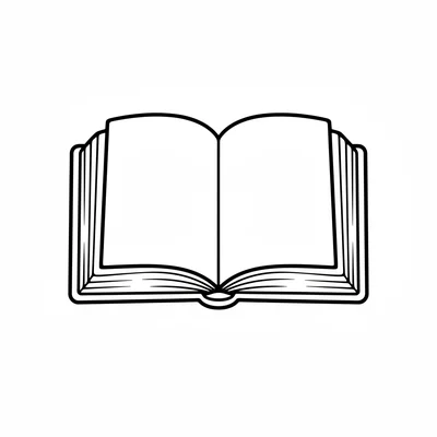 A simple open book viewed from above, with visible pages fanning out on either coloring page