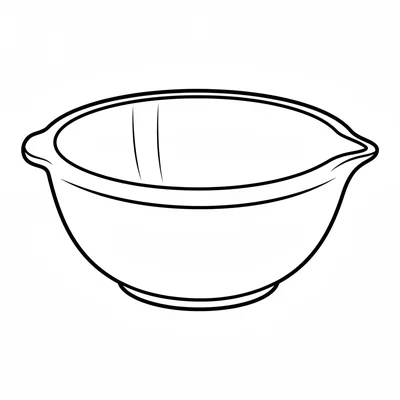 A round ceramic mixing bowl viewed from a slight angle, with a simple interior coloring page