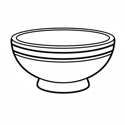 A simple round ceramic pedestal bowl with a wide shallow basin on a short foot coloring page