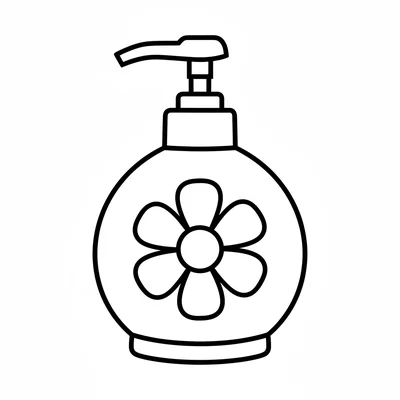 A simple round ceramic soap dispenser with a pump top, a simple daisy design coloring page