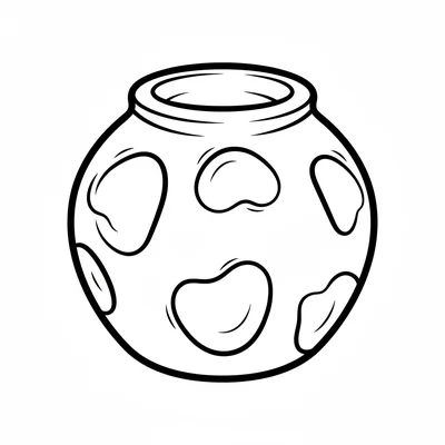 A simple round clay thumb pot, a small pot made with thumb impressions showing coloring page