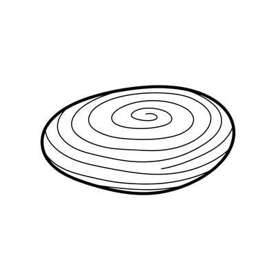 A simple round flat skipping stone with smooth surface and simple concentric coloring page