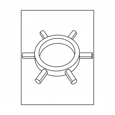 A simple round garden bird ring perch with a round main ring and five short coloring page