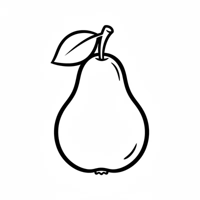 A simple round pear with a slightly narrow neck at the top, a short curved coloring page
