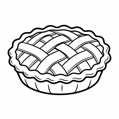 A simple round pie with a lattice top crust and a crimped edge all around coloring page
