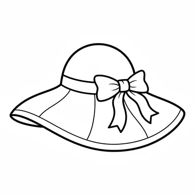 A simple round sunhat with a wide brim and a simple ribbon band around coloring page