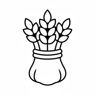 A simple round wheat sheaf bundle tied with a straw twist in the middle coloring page