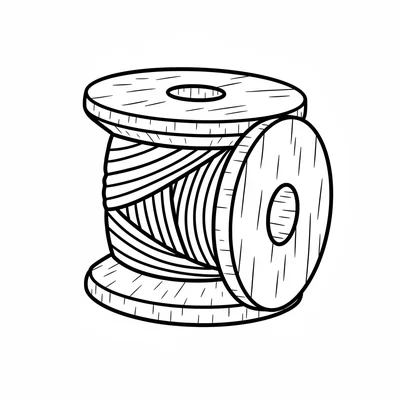 A round wooden spool of thread with thread wrapped around the middle coloring page