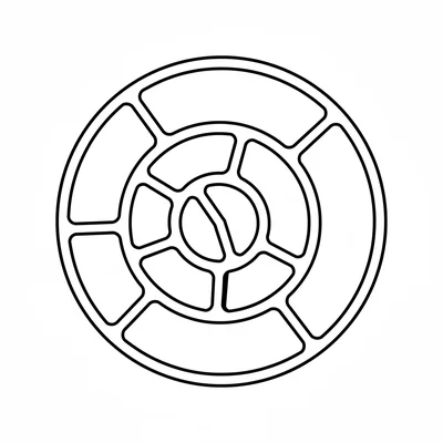 A simple round woven rug with a spiral pattern radiating from the center coloring page
