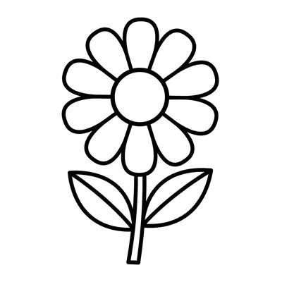 A single daisy flower with large rounded petals surrounding a big circular coloring page