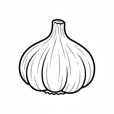 A single fat round bulb of garlic with a papery skin and a short dried stem coloring page