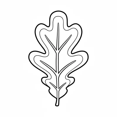 A single oak leaf with broad rounded lobes, viewed flat from above coloring page