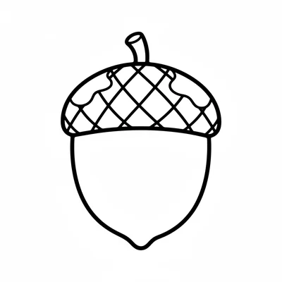 A single round acorn with a round cap and a smooth oval body below, a short coloring page
