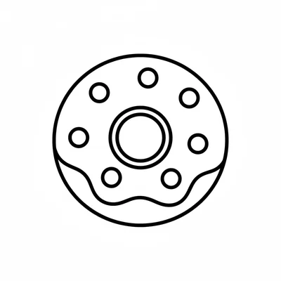 A single round donut with a hole in the center and a smooth glazed top coloring page
