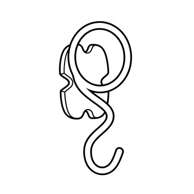 A single round door wreath hook made of curved iron, shown against a simple coloring page