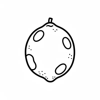 A single round lemon with a short stem and a few dot texture marks on the skin coloring page