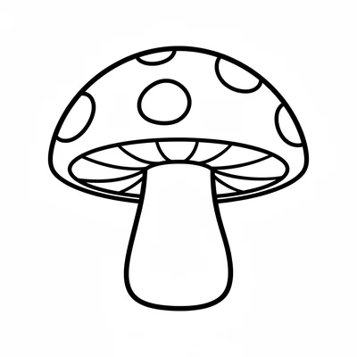 A single round mushroom with a domed cap and short thick stem, viewed coloring page