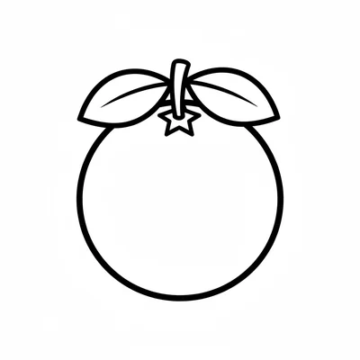 A single round orange with a short stem and a small star-shaped base, viewed coloring page