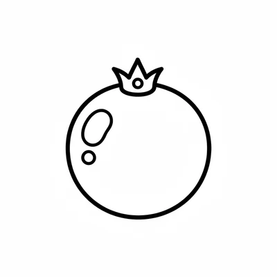 A single round red cranberry with a tiny five-pointed star crown at the top coloring page