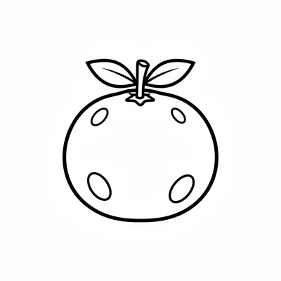 A single round tangerine with a short stem and a few small dimple marks coloring page