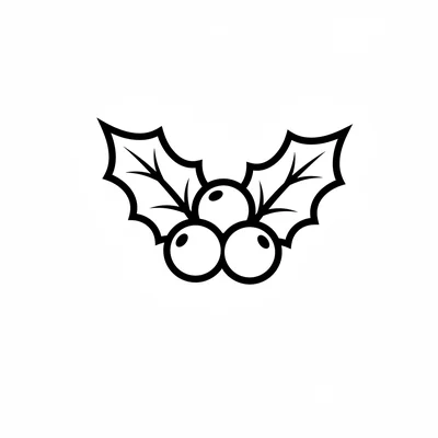 A single sprig of holly with three oval berries clustered together and two coloring page