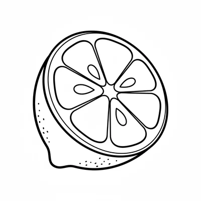 A single whole lemon half sliced to show the inside star pattern, viewed coloring page