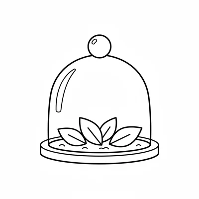 A simple wooden cloche garden cover, a dome-shaped glass bell jar with a round coloring page
