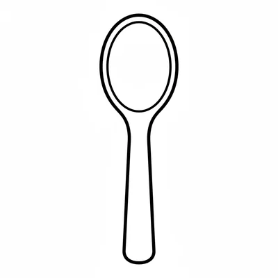 A simple wooden spoon viewed from the front, with a round oval bowl at the top coloring page