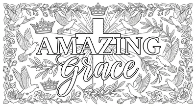 Render the exact text 'AMAZING GRACE' in Graceful Modern Ca… coloring page