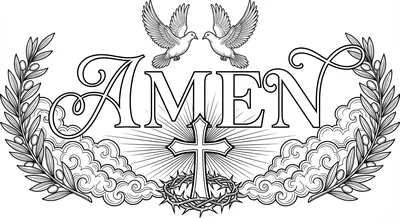 Render the exact text 'AMEN' in Graceful Modern Calligraphy… coloring page