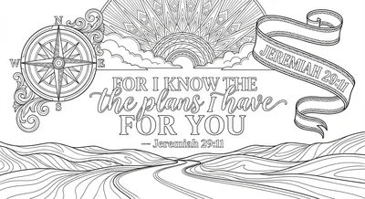 Render the exact text 'FOR I KNOW THE PLANS I HAVE FOR YOU'… coloring page