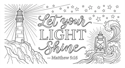 Render the exact text 'LET YOUR LIGHT SHINE' in Graceful Mo… coloring page