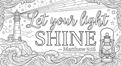 Render the exact text 'LET YOUR LIGHT SHINE' in Graceful Mo… coloring page