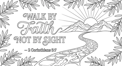 Render the exact text 'WALK BY FAITH NOT BY SIGHT' in Grace… coloring page