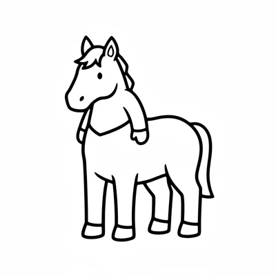 A simple centaur with a round horse body and a simple human torso, both arms coloring page