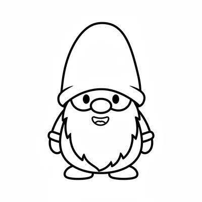 A little gnome with a very large round red hat, a round belly, simple arms coloring page