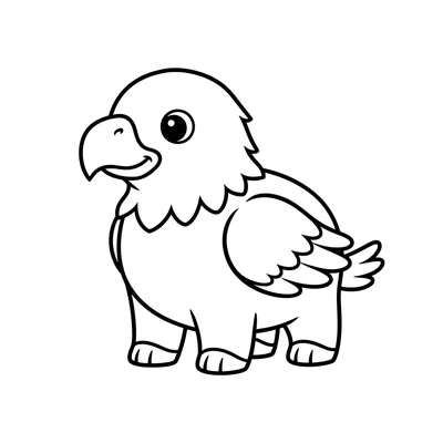 A little hippogriff with a horse body and an eagle head and wings, four legs coloring page