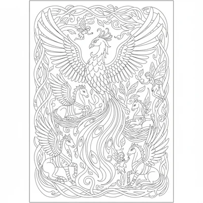 A phoenix rehabilitation center where animals in various states of rest coloring page