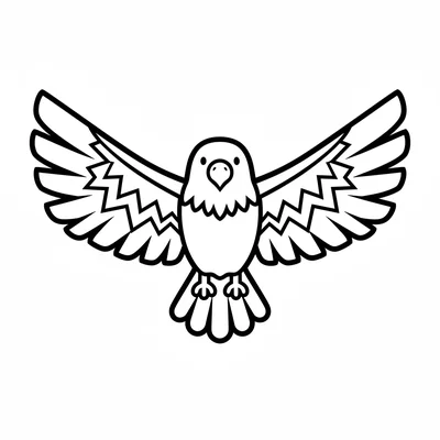 A small thunderbird as a large eagle with jagged lightning-shaped wing coloring page
