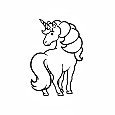 A unicorn looking over its shoulder, body facing away but head turned back coloring page